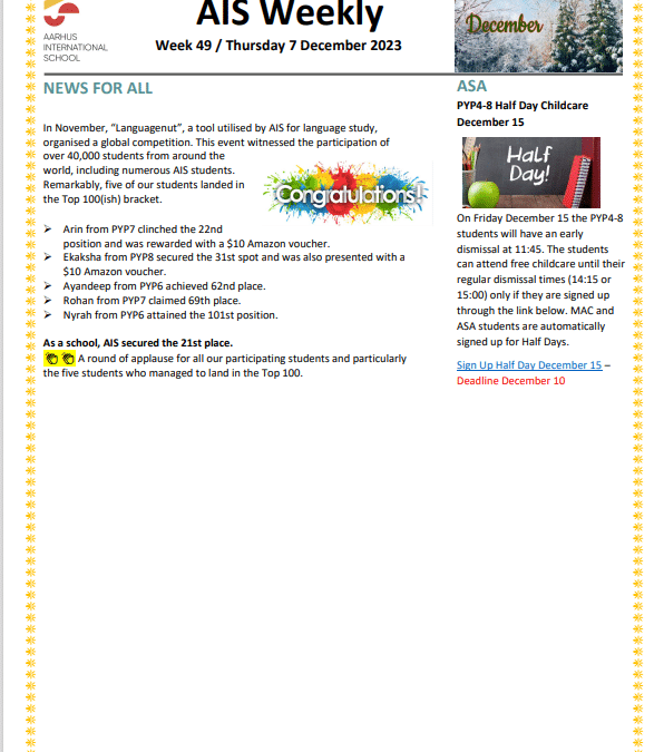 AIS Newsletter Week 49