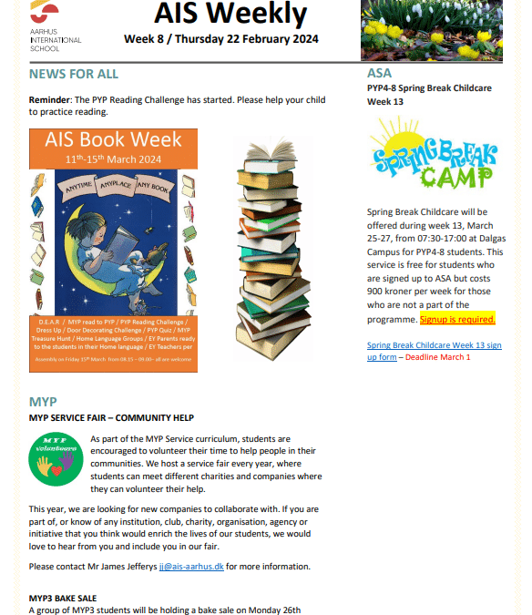 AIS Newsletter Week 8