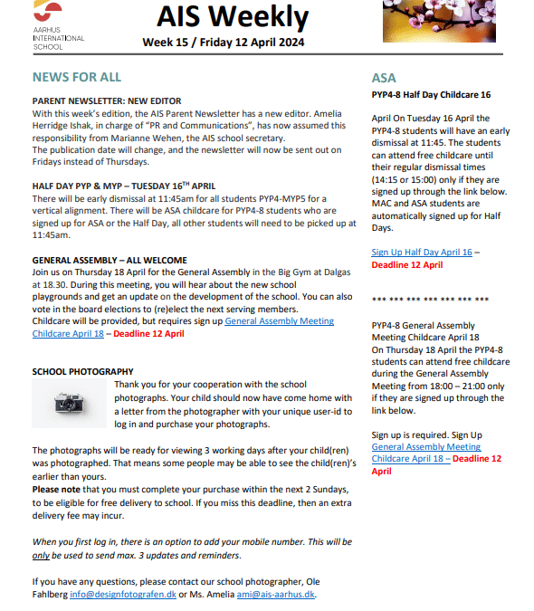 AIS Newsletter Week 15